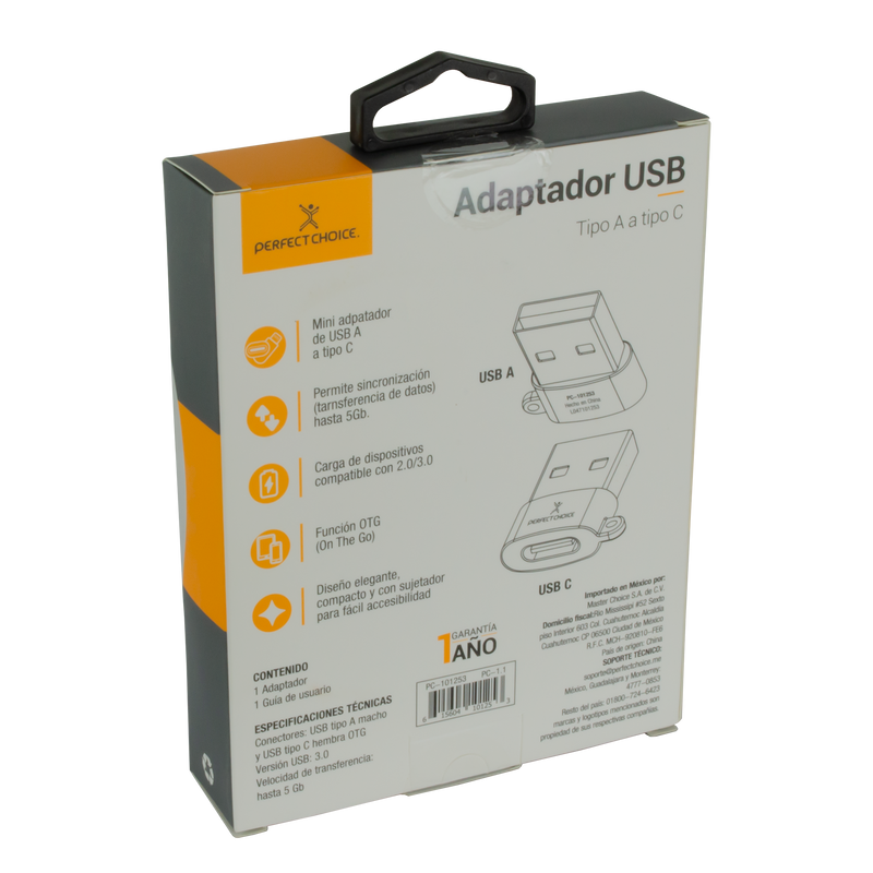 Adaptador USB Tipo A y C Compatible con 2.0 y 3.0 Plug & Play | PERFECT CHOICE