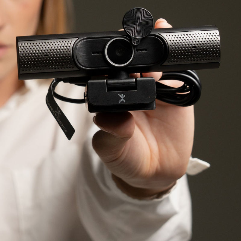 Cámara Web con bocina dual integrada para videoconferencias 2K 5MP Lenso | PERFECT CHOICE
