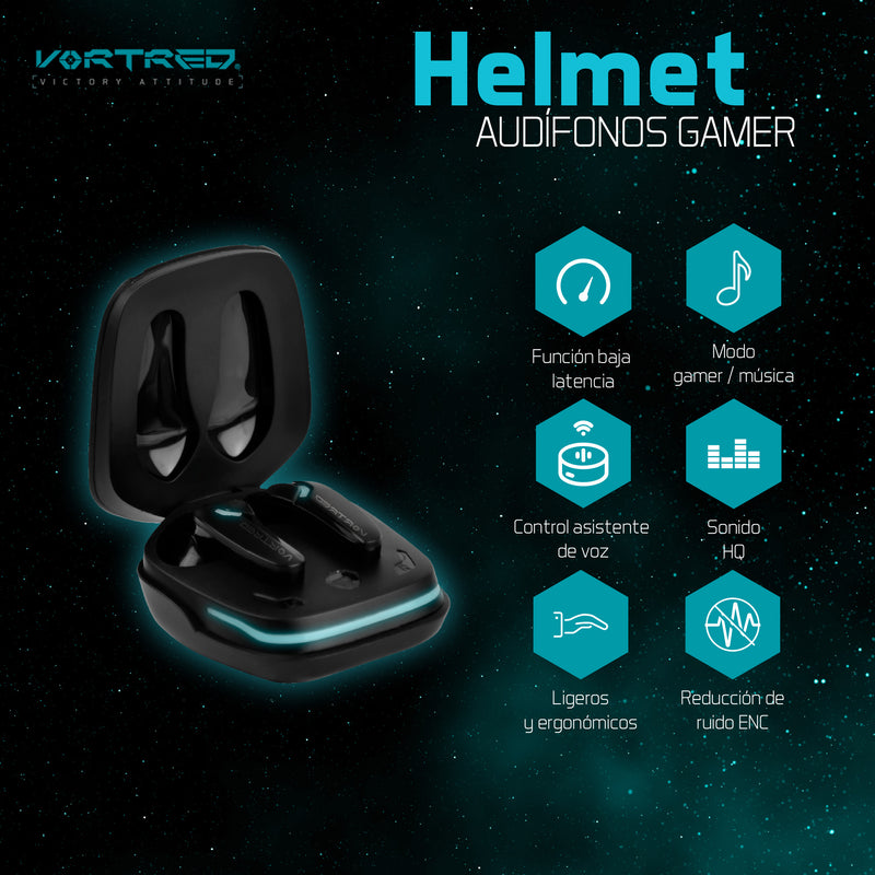 Audifonos Gamer Inalámbricos TWS Sonido HQ Helmet | VORTRED