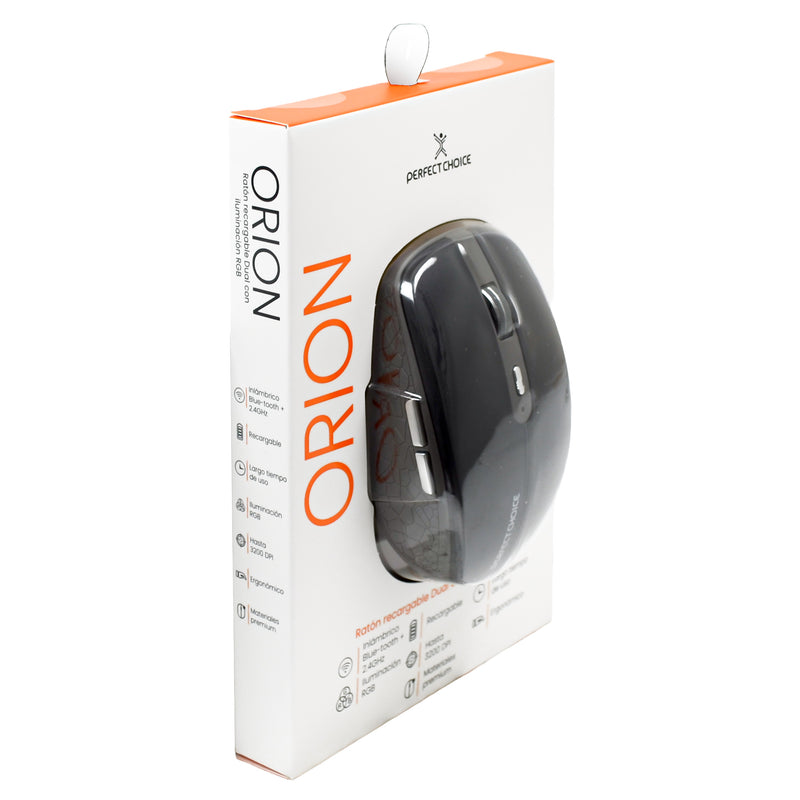 Mouse Inalámbrico Recargable Iluminación RGB Orion | PERFECT CHOICE