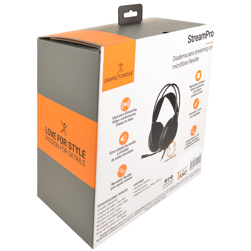 Audifonos Diadema Alámbricos para Streaming 3.5mm Stream Pro | PERFECT CHOICE