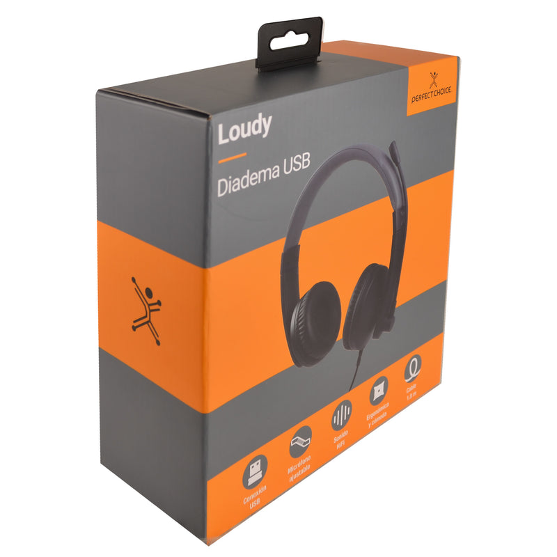 Audífonos Diadema USB con Micrófono ajustable Loudy | PERFECT CHOICE
