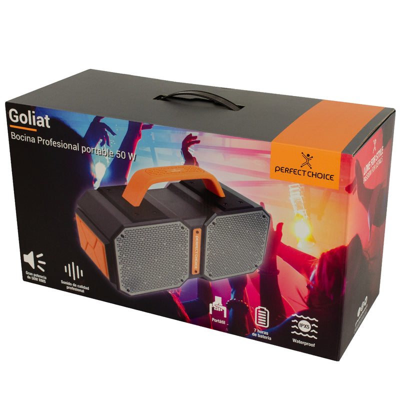 Bocina Bluetooth Inalámbrica Portátil Protección Contra Agua Goliat | PERFECT CHOICE