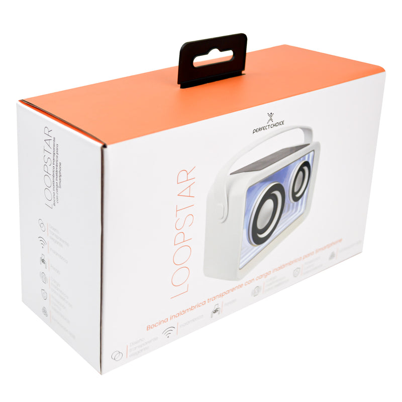 Bocina inalámbrica transparente con centro de Carga para Smartphone Loopstar | PERFECT CHOICE