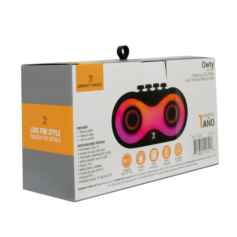 Bocina Bluetooth Inalámbrica Portátil con Teclas Mecánicas Owty | PERFECT CHOICE