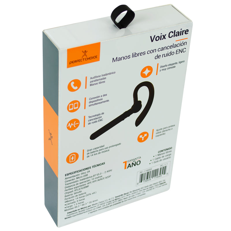 Audifono Bluetooth Inalámbrico para Llamadas Voix Claire | PERFECT CHOICE
