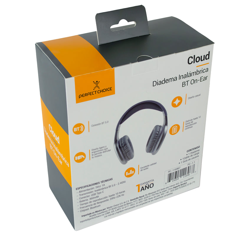 Audifonos Bluetooth Inalámbricos Diadema Acolchada Cloud | PERFECT CHOICE
