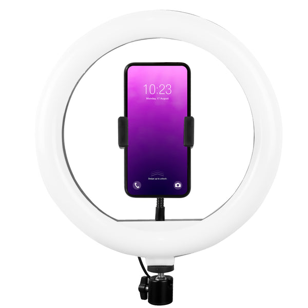 Aro de luz led 10" con base expandible y tripié para Streaming Lumeria | PERFECT CHOICE