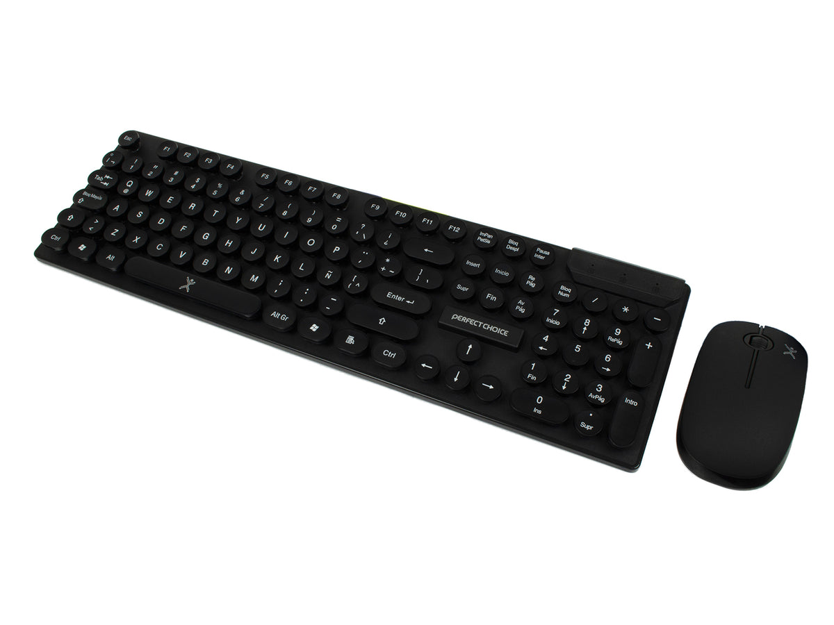 Kit de Teclado y Mouse Inalámbrico Teclas Redondas Black Round PERFE