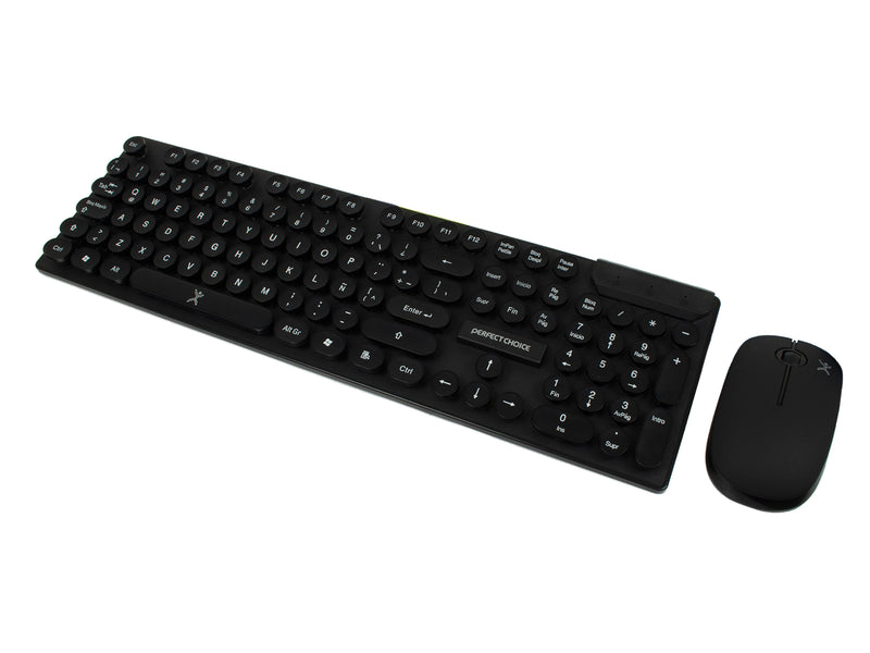 Kit de Teclado y Mouse Inalámbrico Teclas Redondas Black Round | PERFECT CHOICE