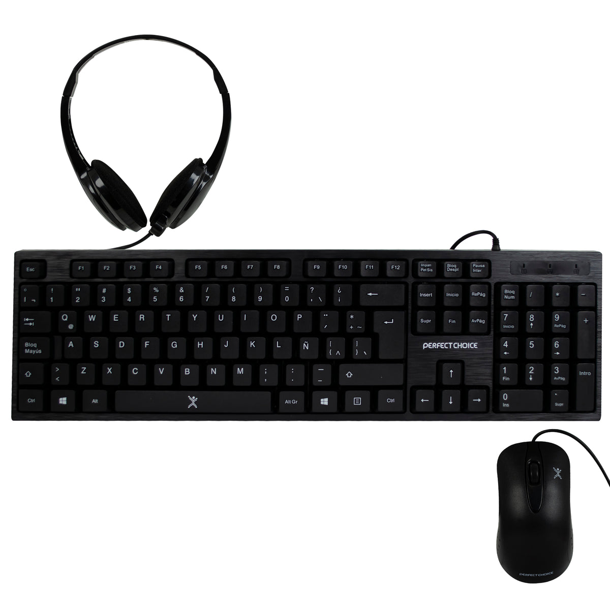Kit de Teclado, Mouse y Diadema con Micrófono Integrado Alámbrico PE