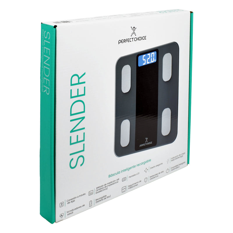 Báscula Digital Bluetooth Inteligente Recargable Slender Fit | PERFECT CHOICE