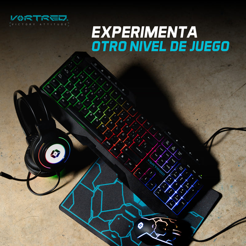 Kit Teclado Mouse y Audifonos Gamer Sonido Envolvente 7.1 Gear UP | VORTRED