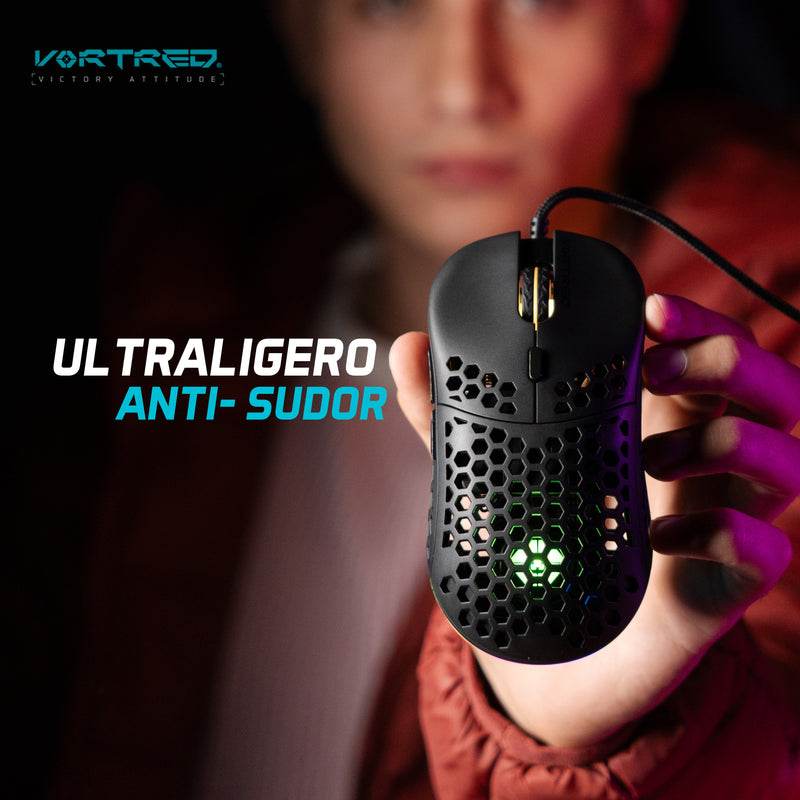 Mouse Gamer Ultraligero  Anti-sudoración 12800 DPI Litebee | VORTRED