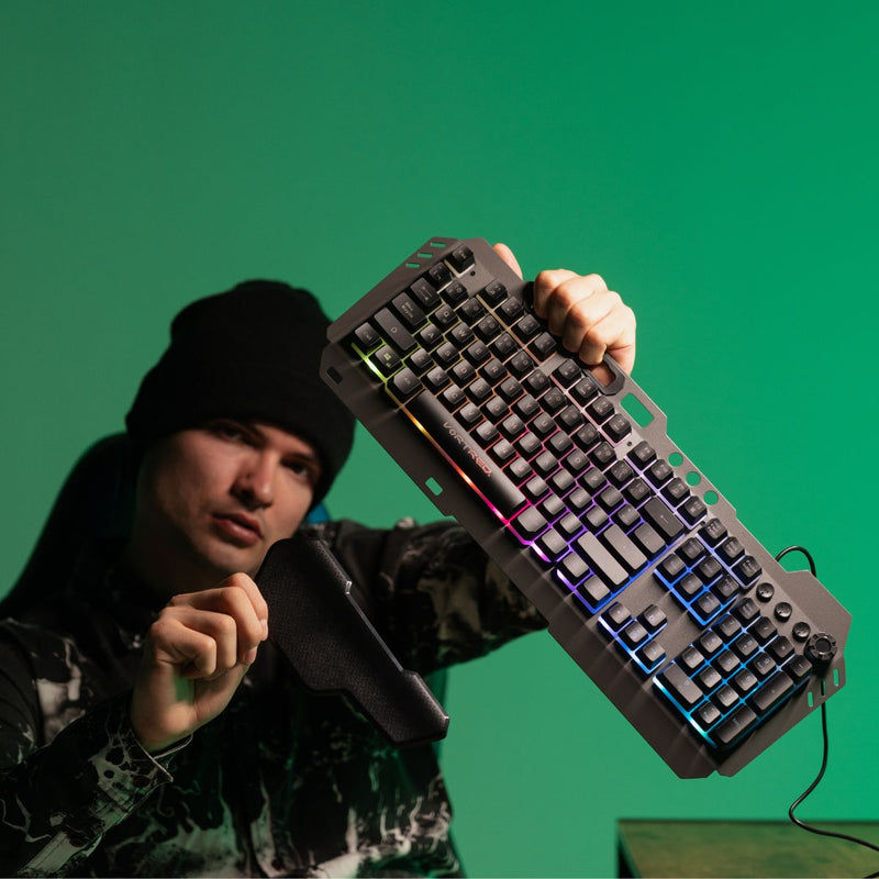 Teclado Gamer Alámbrico Iluminación RGB Programable Holder | VORTRED