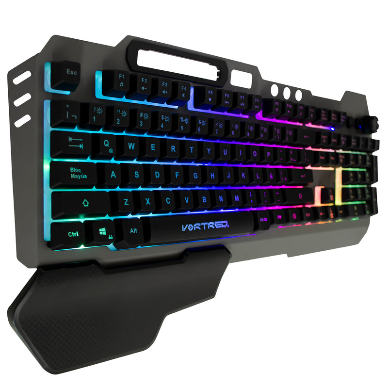 Teclado Gamer Alámbrico Iluminación RGB Programable Holder | VORTRED