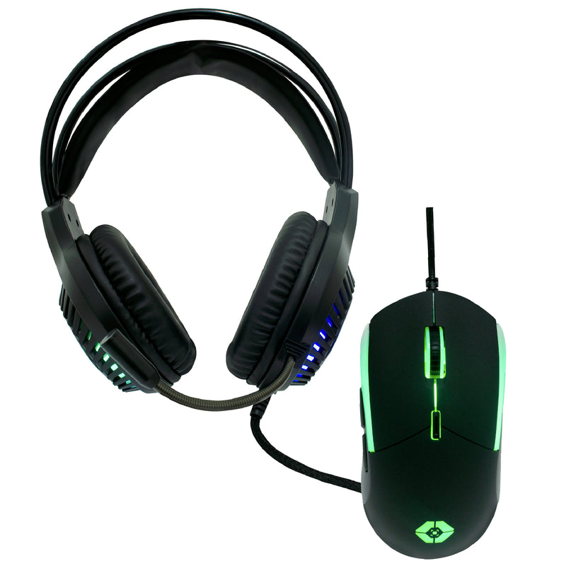 Kit Audifonos Alámbricos y Mouse 4000 DPI Gamer Luz RGB Raito | VORTRED