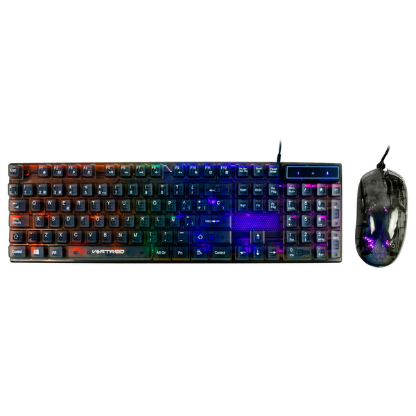 Kit Mouse y Teclado Gamer Alámbrico iluminación RGB Helumo | VORTRED