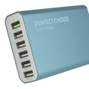Cargador USB Múltiple 6 puertos color azul Perfect Choice