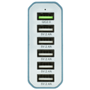 Cargador USB Múltiple 6 puertos color azul Perfect Choice