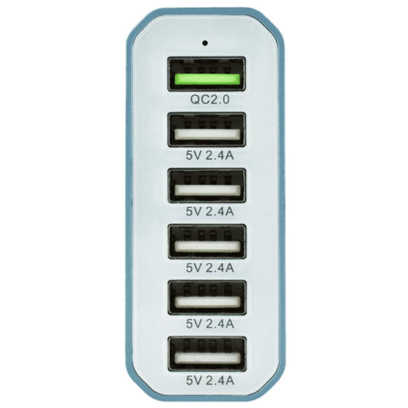 Cargador de coche USB de múltiples puertos, 96W 6 puertos QC3.0 adaptador  rápido múltiples puertos, con cuatro puertos de carga rápida 3.0,  encendedor
