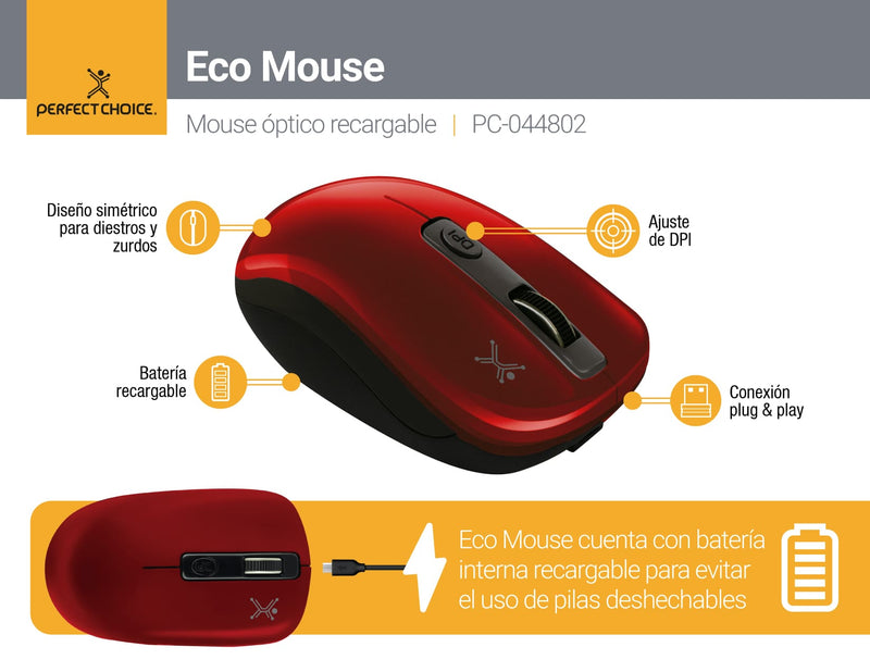 Mouse Inalámbrico para Surdos y Diestros Conector USB 1600 DPI | PERFECT CHOICE