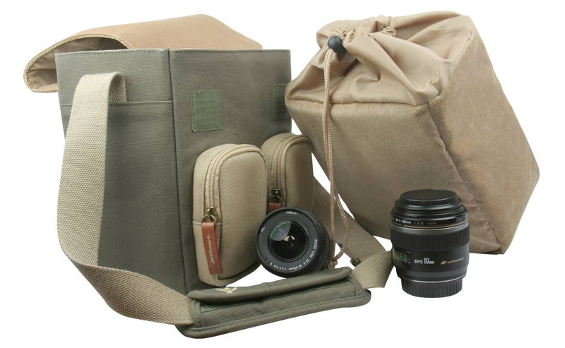 Estuche Mini Messenger para Cámara DSLR Canvas (Cappuccino)