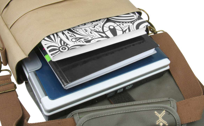 Portafolio Messenger para Laptop 14" y Tablet 10" Canvas (Cappuccino)