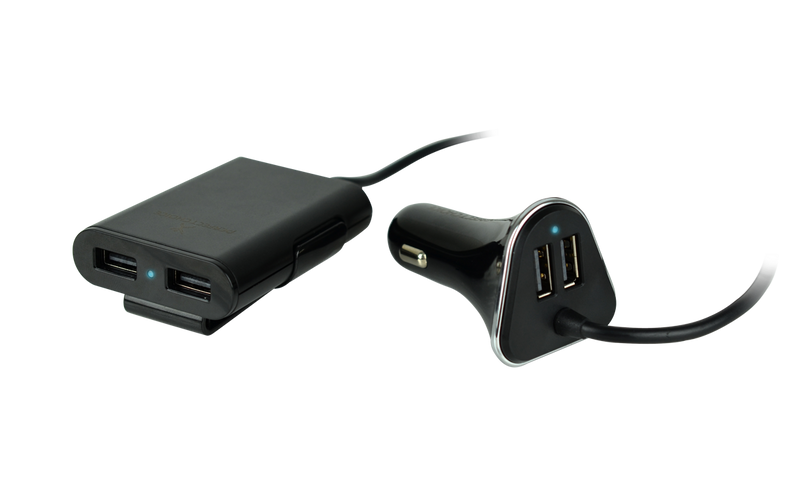 Girafus KFZ - Cargador USB HUB para el coche DISTRIBUIDOR DE CABLE DE CARGA  para ASIENTOS DELANTEROS Y TRASEROS 12/24V 4x2.4A cable de extensión de