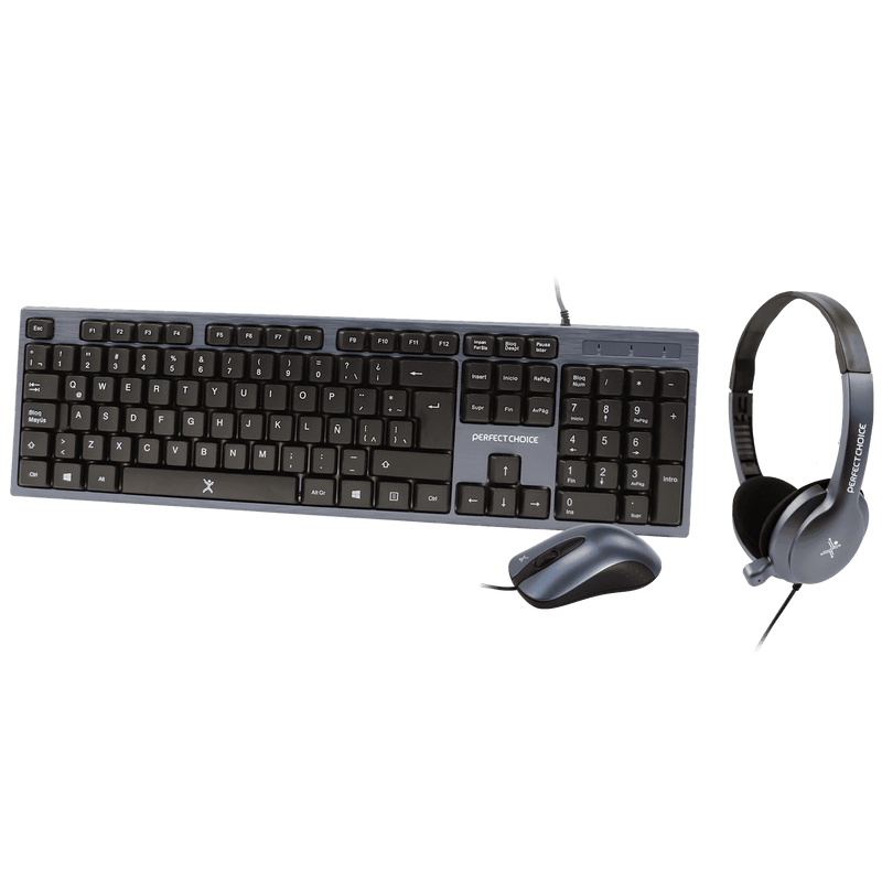 Kit de Teclado Mouse y Diadema con Microfono Integrado Alambrico PE